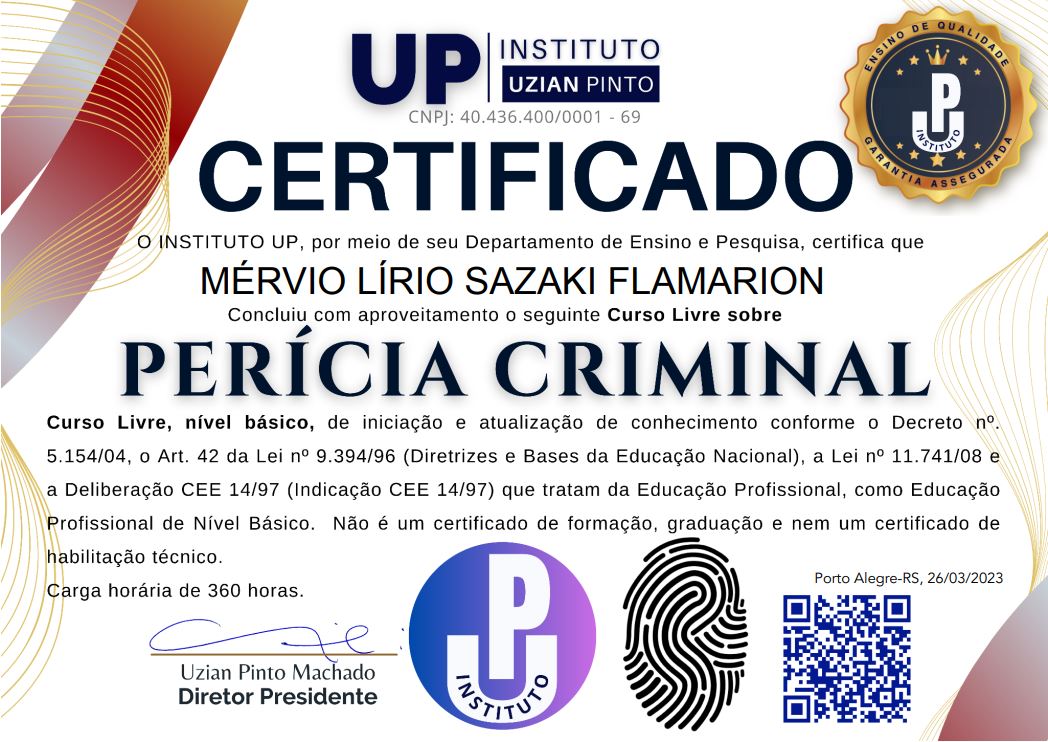CERTIFICADO - PERÍCIA CRIMINAL - FRENTE