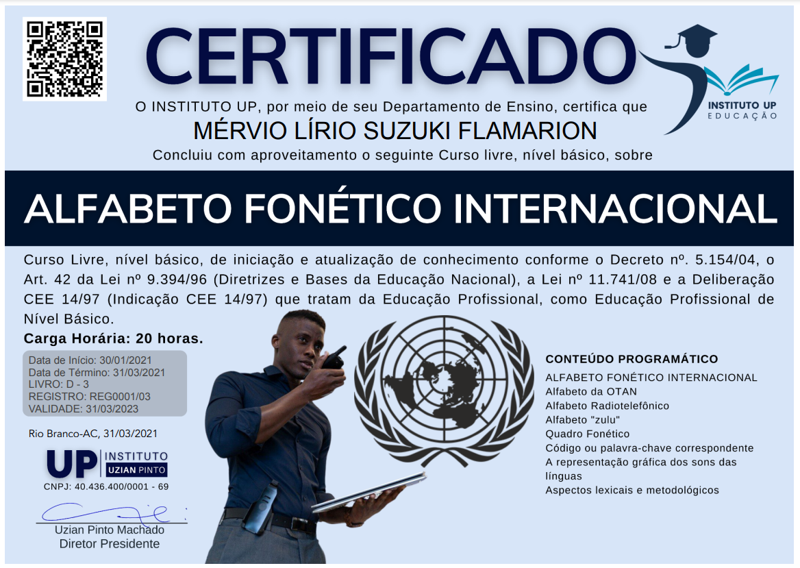 CERTIFICADO - ALFABETO FONÉTICO INTERNACIONAL