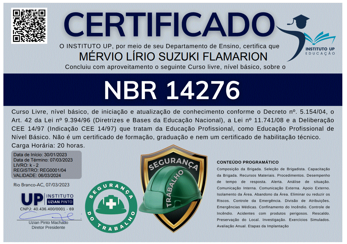 CERTIFICADO - NBR 14276