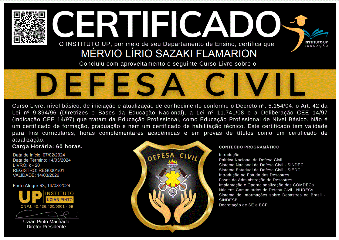 CERTIFICADO - DEFESA CIVIL